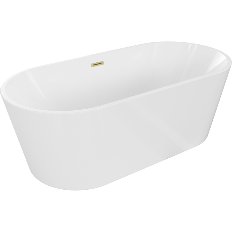 Mexen Luna 160 x 75 cm Freestanding Bath, White, Brushed Gold Overflow - 52031607500-55
