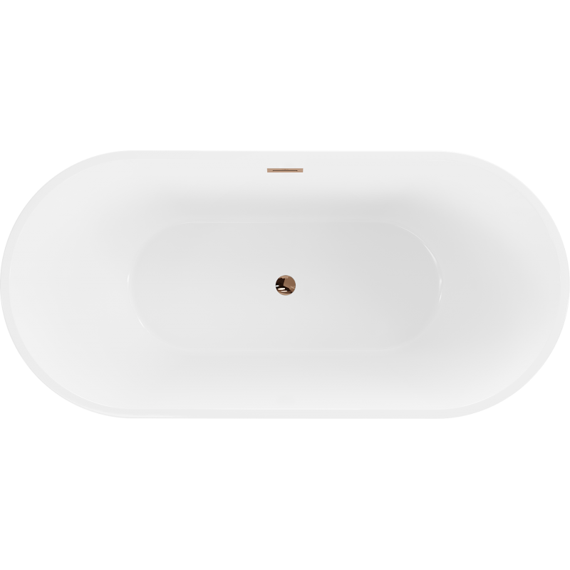 Mexen Luna free-standing bathtub 160 x 75 cm, white, overflow rose gold - 52031607500-60