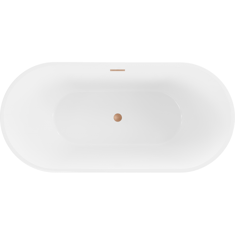 Mexen Luna vapaasti seisova kylpyamme 150 x 75 cm, valkoinen, harjattu kupari ylivuoto - 52031507500-65