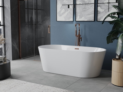 Mexen Luna vrijstaande badkuip 150 x 75 cm, wit, overloop rozenkleurig goud - 52031507500-60
