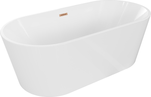 Mexen Luna vrijstaande badkuip 150 x 75 cm, wit, overloop geborsteld koper - 52031507500-65