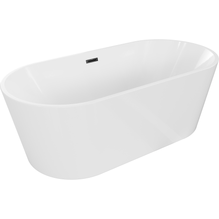 Mexen Luna freistehende Badewanne 160 x 75 cm, weiß, schwarze Überlauf - 52031607500-70