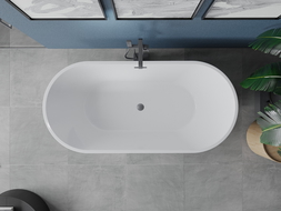 Mexen Luna vrijstaande badkuip 150 x 75 cm, wit, overloop gun metal - 52031507500-95