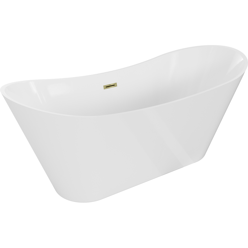 Mexen Celia banheira independente 170 x 75 cm, branca, transbordamento dourado - 52331707500-50
