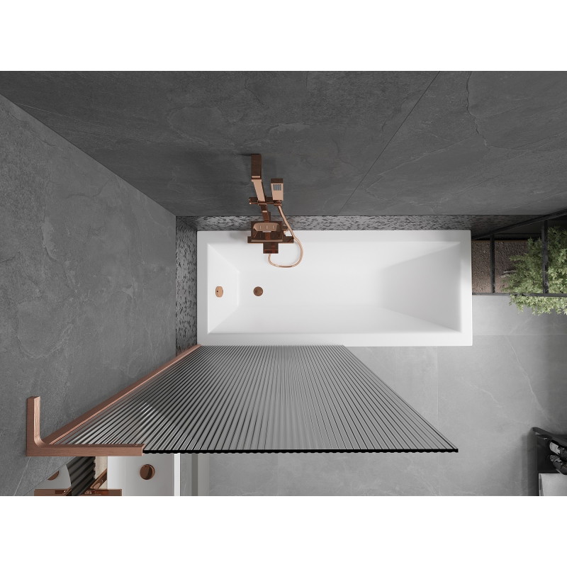 Mexen Next L Bath Screen 1-Panel 90 x 150 cm, Stripes, Brushed Copper - 895-090-000-03-09-65