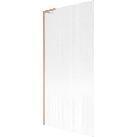 Mexen Next L Badewannen-Faltschirm 1-flügelig 90 x 150 cm, Streifen, gebürstetes Kupfer - 895-090-000-03-09-65