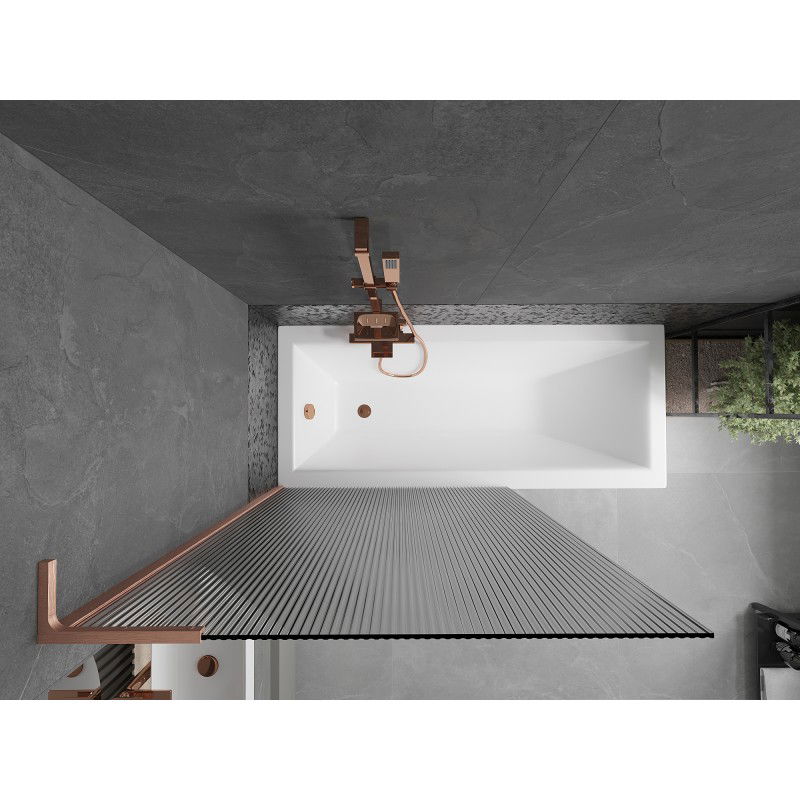 Mexen Next L Bath Screen 1-Panel 100 x 150 cm, Striped, Brushed Copper - 895-100-000-03-09-65
