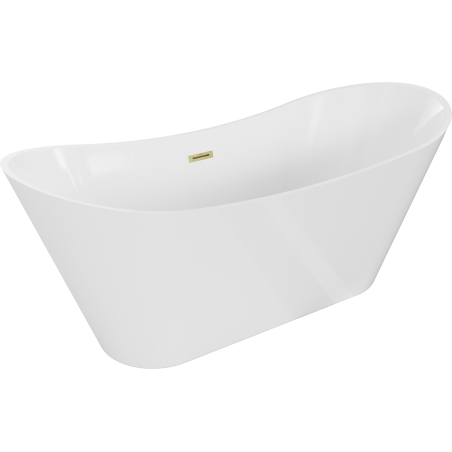 Mexen Celia vrijstaande badkuip 170 x 75 cm, wit, overloop geborsteld goud - 52331707500-55