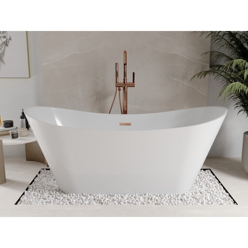 Mexen Celia freestanding bath 170 x 75 cm, white, rose gold overflow - 52331707500-60