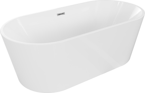 Mexen Luna vrijstaande badkuip 170 x 80 cm, wit, overloop chroom - 52031708000-01