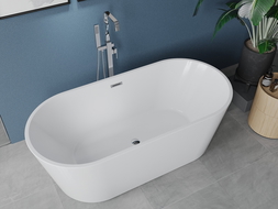 Mexen Luna vrijstaande badkuip 170 x 80 cm, wit, overloop chroom - 52031708000-01