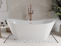 Mexen Celia vrijstaande badkuip 170 x 75 cm, wit, overloop geborsteld koper - 52331707500-65