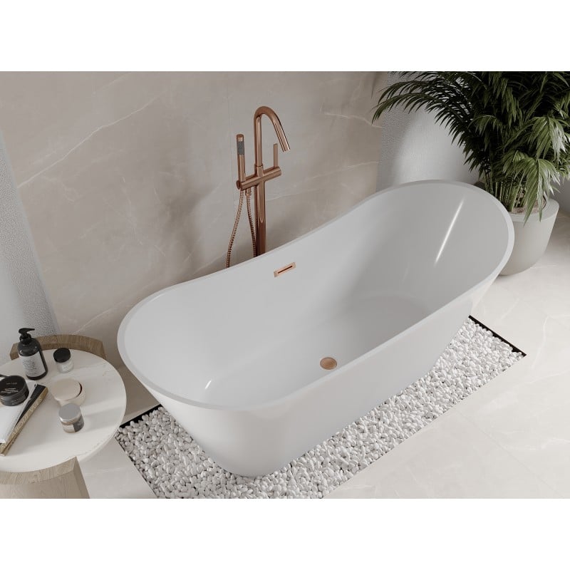 Mexen Celia vapaasti seisova kylpyamme 170 x 75 cm, valkoinen, harjattu messinki - 52331707500-65