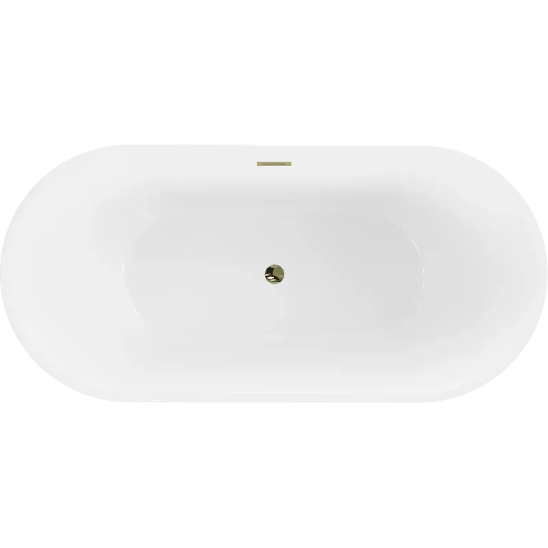 Mexen Luna banheira independente 180 x 80 cm, branca, transbordamento dourado - 52031808000-50