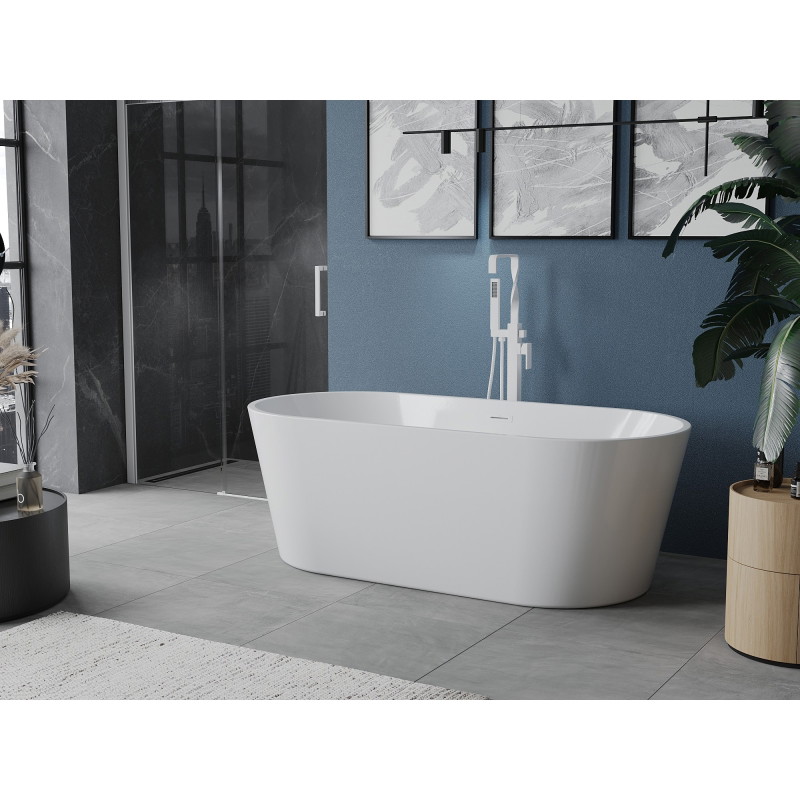 Mexen Luna eraldiseisev vann 180 x 80 cm, valge, valge ülevool - 52031808000-20