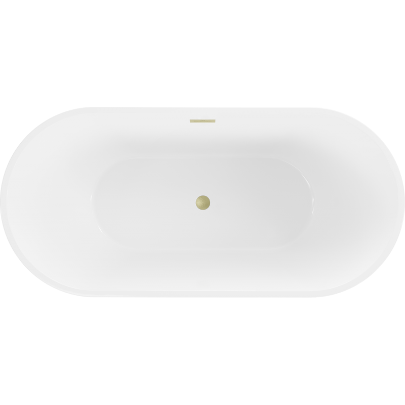 Mexen Luna freistehende Badewanne 170 x 80 cm, weiß, Überlauf gebürstetes Gold - 52031708000-55
