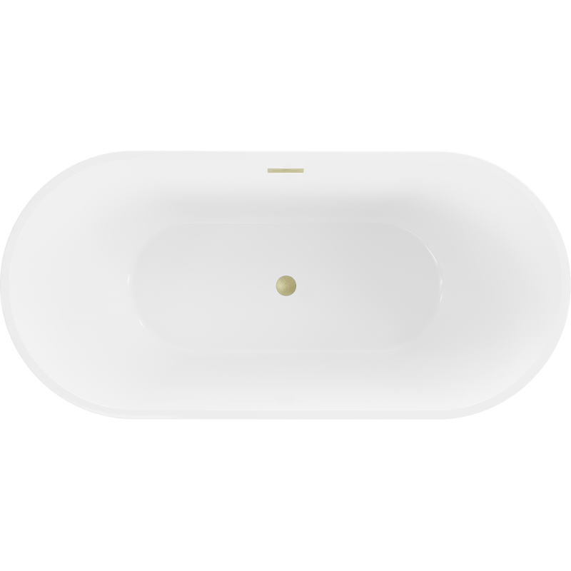 Mexen Luna freistehende Badewanne 180 x 80 cm, weiß, Überlauf gebürstet Gold - 52031808000-55