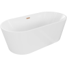 Mexen Luna freestanding bath 170 x 80 cm, white, brushed copper overflow - 52031708000-65