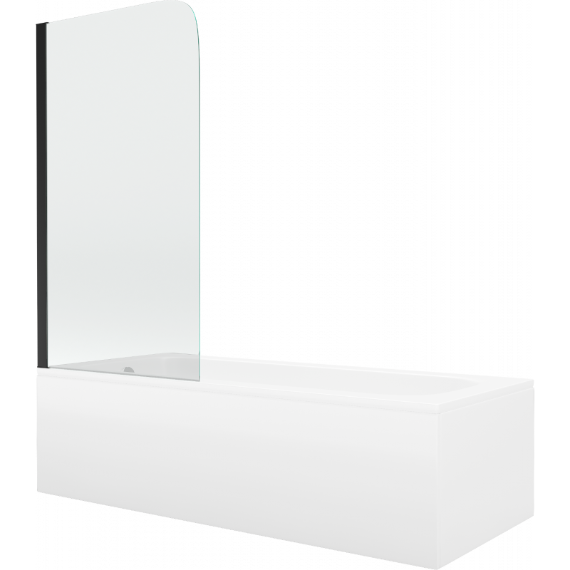 Mexen Vega pravokotna kad 180 x 80 cm z oblogo in enokrilnim zaslonom 70 cm, prozorno, črno - 550118080X9007017000