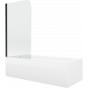 Mexen Vega wanna prostokątna 180 x 80 cm z obudową i parawanem 1-skrzydłowym 70 cm, transparent, czarny - 550118080X9007017000