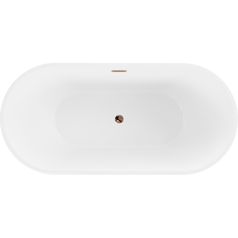 Mexen Luna freestanding bath 180 x 80 cm, white, overflow rose gold - 52031808000-60