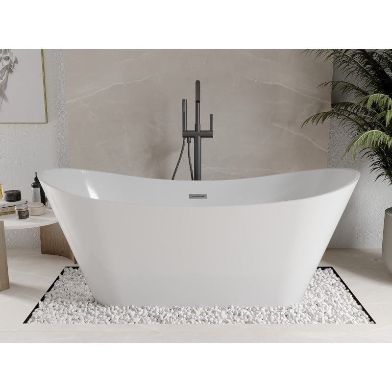 Mexen Celia free-standing bath 170 x 75 cm, white, overflow gun gray brushed - 52331707500-66
