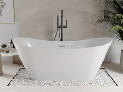Mexen Celia freistehende Badewanne 170 x 75 cm, weiß, Abfluss gun grey gebürstet - 52331707500-66