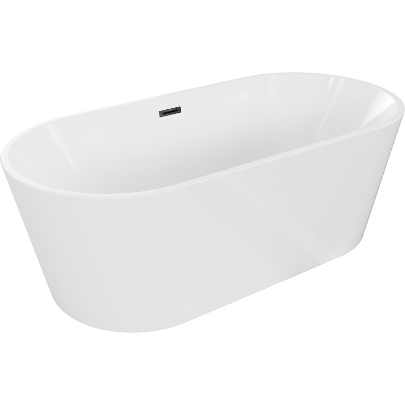 Mexen Luna vabalt seisev vann 170 x 80 cm, valge, must ülevool - 52031708000-70