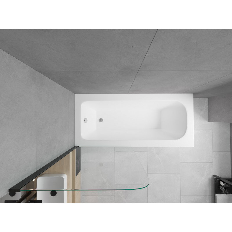 Mexen Vega Rechteckeg Buedbidden 180 x 80 cm mat Gehäuse a Parawan mat 1-Fligel 70 cm, transparent, schwaarz