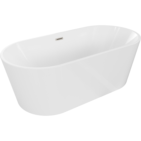 Mexen Luna freistehende Badewanne 180 x 80 cm, weiß, Ablauf in gebürstetem Nickel - 52031808000-97
