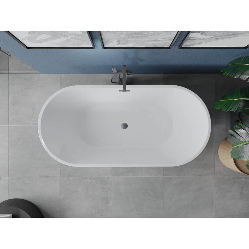 Mexen Luna vaba seisev vann 170 x 80 cm, valge, ülevoolu gun grey harjatud - 52031708000-66