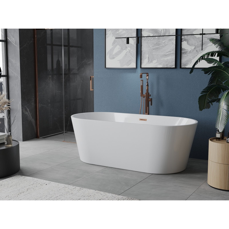 Mexen Luna vabaduse seisev vann 170 x 80 cm, valge, harjatud vask ülevool - 52031708000-65