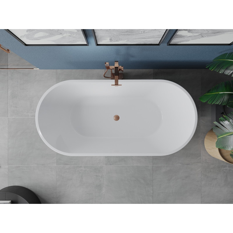 Mexen Luna vabaduse seisev vann 170 x 80 cm, valge, harjatud vask ülevool - 52031708000-65