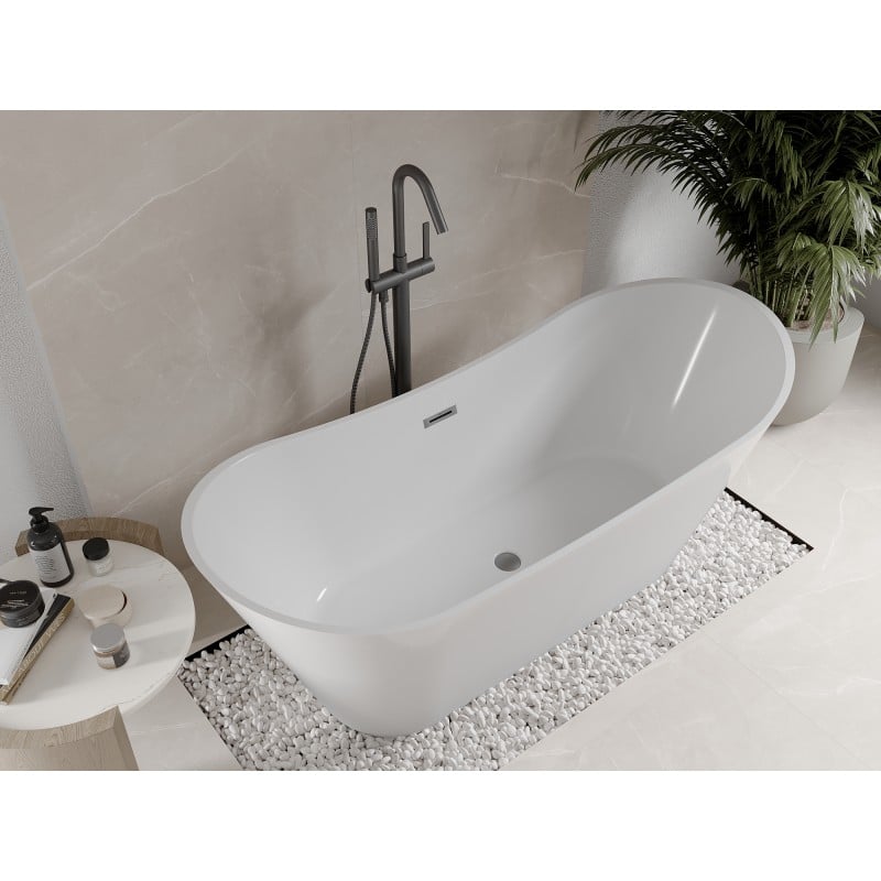 Mexen Celia baignoire autoportante 170 x 75 cm, blanche, trop-plein en métal gun - 52331707500-95