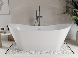 Mexen Celia freistehende Badewanne 170 x 75 cm, weiß, Überlauf in Gun Metal - 52331707500-95
