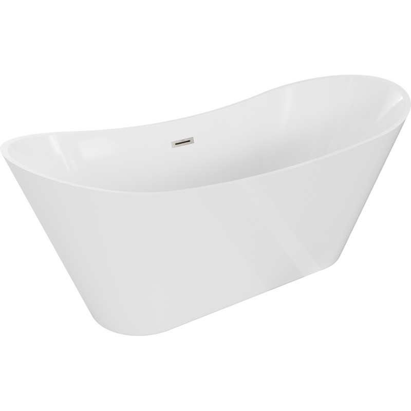 Mexen Celia 170 x 75 cm Freestanding Bathtub, White, Brushed Nickel Overflow - 52331707500-97