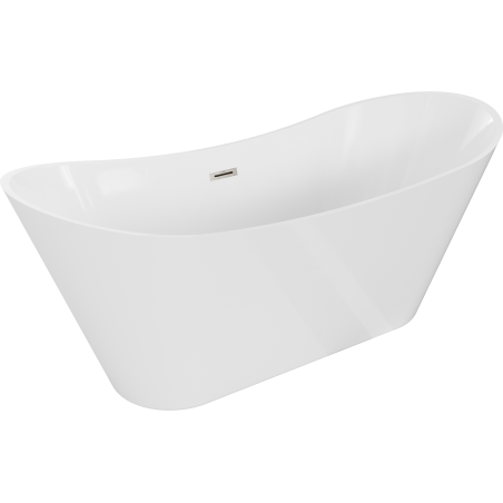 Mexen Celia freistehende Badewanne 170 x 75 cm, weiß, Überlauf gebürstetes Nickel - 52331707500-97