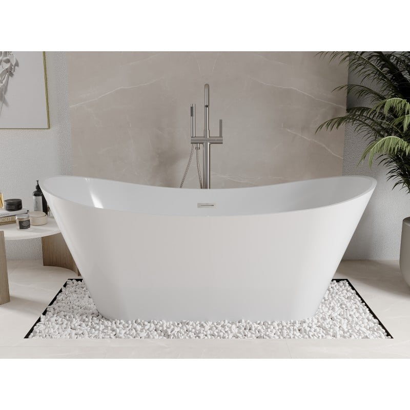 Mexen Celia 170 x 75 cm Freestanding Bathtub, White, Brushed Nickel Overflow - 52331707500-97