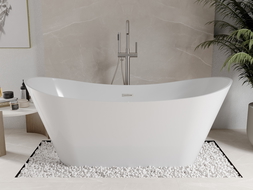 Baignoire autoportante Mexen Celia 170 x 75 cm, blanche, débordement en nickel brossé - 52331707500-97