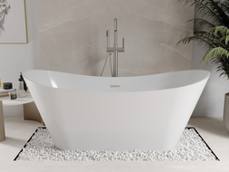Mexen Celia freistehende Badewanne 170 x 75 cm, weiß, Überlauf gebürstetes Nickel - 52331707500-97