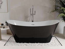 Mexen Celia freistehende Badewanne 170 x 75 cm, weiß/schwarz, Überlauf chrom - 52331707575-01