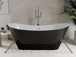 Mexen Celia vrijstaande badkuip 170 x 75 cm, wit/zwart, chroom overloop - 52331707575-01