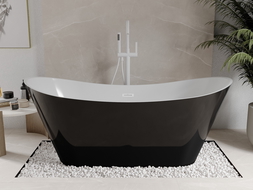 Mexen Celia freistehende Badewanne 170 x 75 cm, weiß/schwarz, weißer Überlauf - 52331707575-20