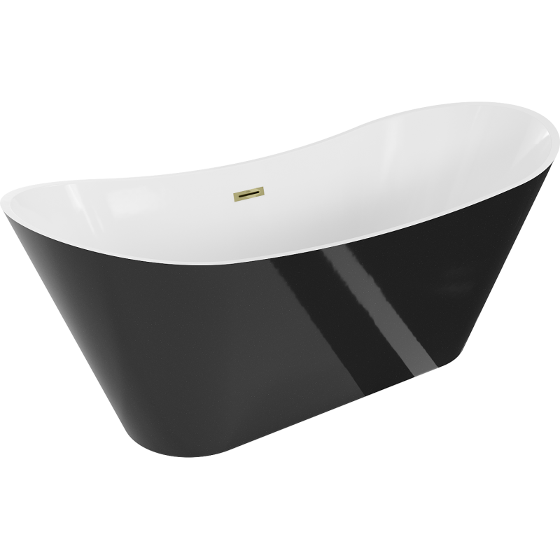 Mexen Celia freestanding bath 170 x 75 cm, white/black, gold overflow - 52331707575-50