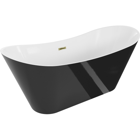 Mexen Celia freestanding bath 170 x 75 cm, white/black, gold overflow - 52331707575-50
