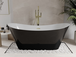 Mexen Celia freistehende Badewanne 170 x 75 cm, Weiß/Schwarz, Überlauf Messing - 52331707575-50