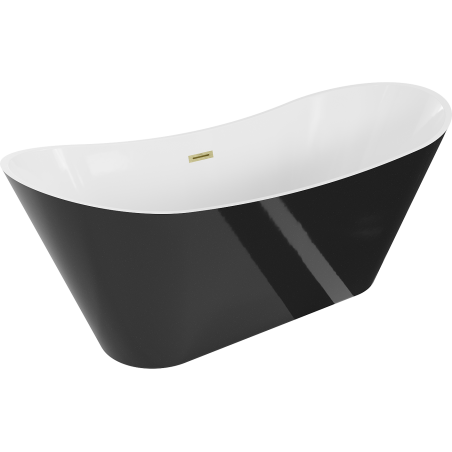 Mexen Celia freestanding bathtub 170 x 75 cm, white/black, overflow brushed gold - 52331707575-55