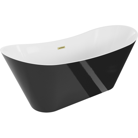 Mexen Celia freistehende Badewanne 170 x 75 cm, weiß/schwarz, gebürstete goldene Ablauföffnung - 52331707575-55