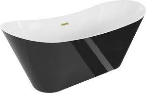 Mexen Celia freistehende Badewanne 170 x 75 cm, weiß/schwarz, gebürstete goldene Ablauföffnung - 52331707575-55
