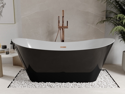 Mexen Celia freestanding bath 170 x 75 cm, white/black, overflow rose gold - 52331707575-60